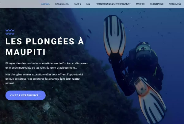 Site internet Maupiti Diving – création sur-mesure par Bleupetrole, agence web. - Mandelieu - Cannes - Nice - SEO